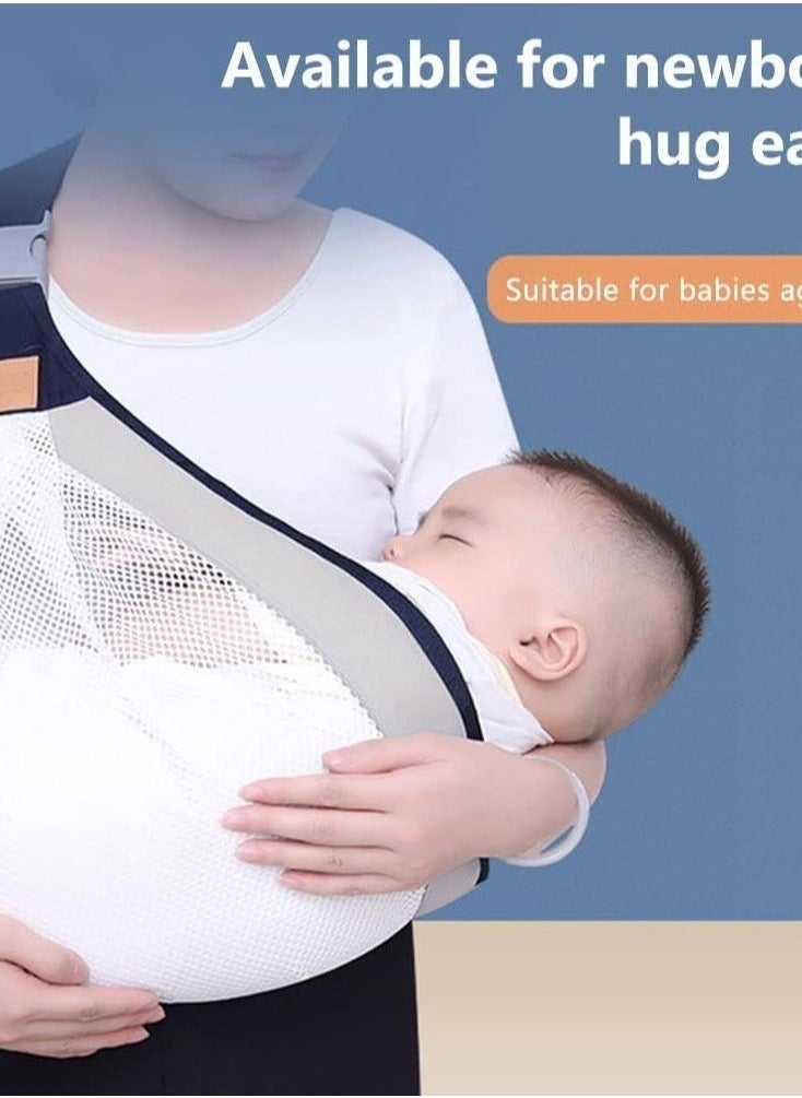 3D Comfortable Adjustable One-Shoulder Baby Carrier, Breathable Mesh Sling with Thick Shoulder Strap, Lightweight and Breathable for Newborns (Green)
