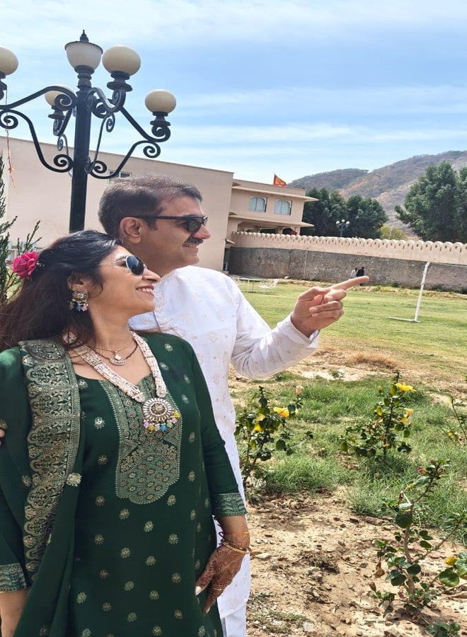 بينداني طقم قلادة وأقراط بتصميم راني هار الهندي المستوحى من بوليوود، مرصع بأحجار كوندان طويلة، مناسب لحفلات الزفاف للنساء - Image 5