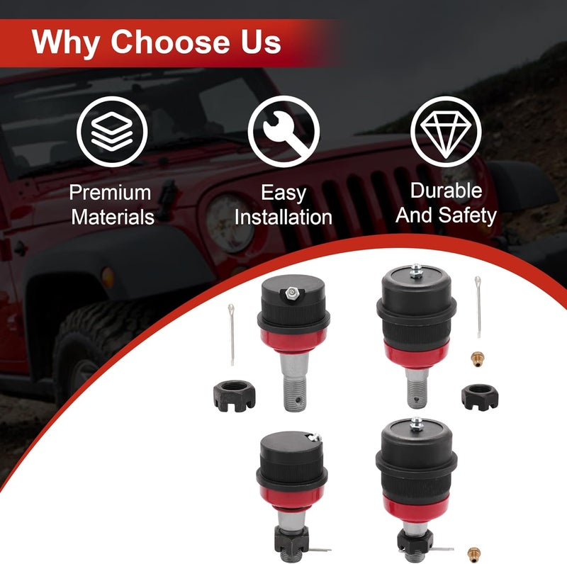 Jetuplusllc Set of 4 Upgrade Heavy Duty Ball Joints for 2007-2018 Jeep Wrangler - Image 4
