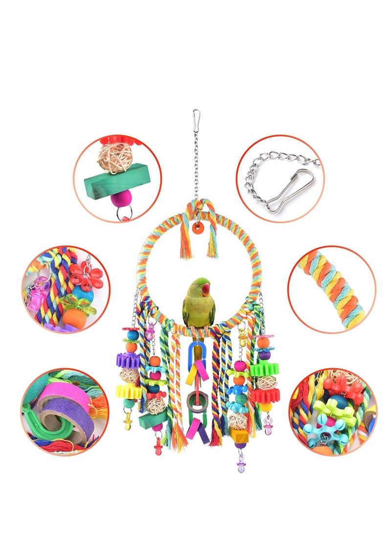 Bird Toys, Parrot Swing Toys, Bird Perch with Colorful Chewing Toys,  Bird Cage  for Budgerigar, Parakeet, Conure, Cockatiel, Mynah, Love Birds, Finches and Other Small to Medium Birds - Image 4