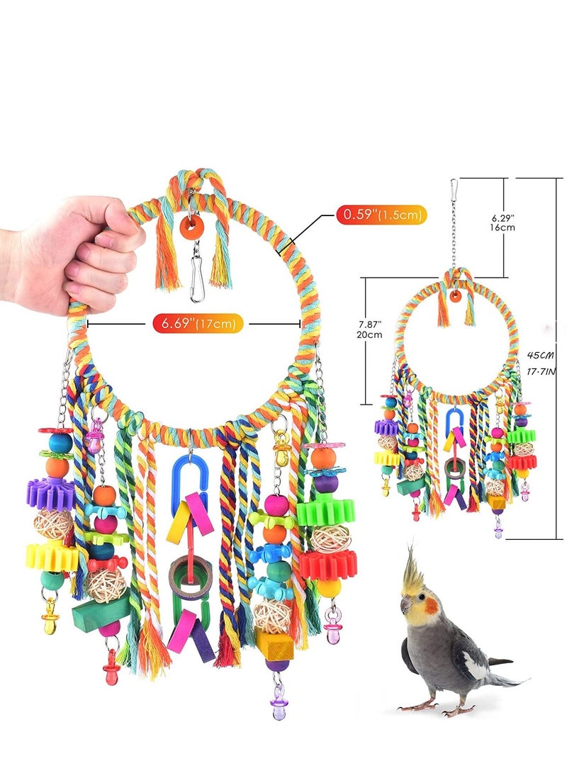 Bird Toys, Parrot Swing Toys, Bird Perch with Colorful Chewing Toys,  Bird Cage  for Budgerigar, Parakeet, Conure, Cockatiel, Mynah, Love Birds, Finches and Other Small to Medium Birds - Image 5