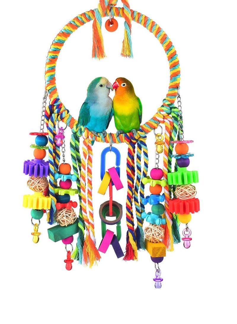 Bird Toys, Parrot Swing Toys, Bird Perch with Colorful Chewing Toys,  Bird Cage  for Budgerigar, Parakeet, Conure, Cockatiel, Mynah, Love Birds, Finches and Other Small to Medium Birds - Image 1