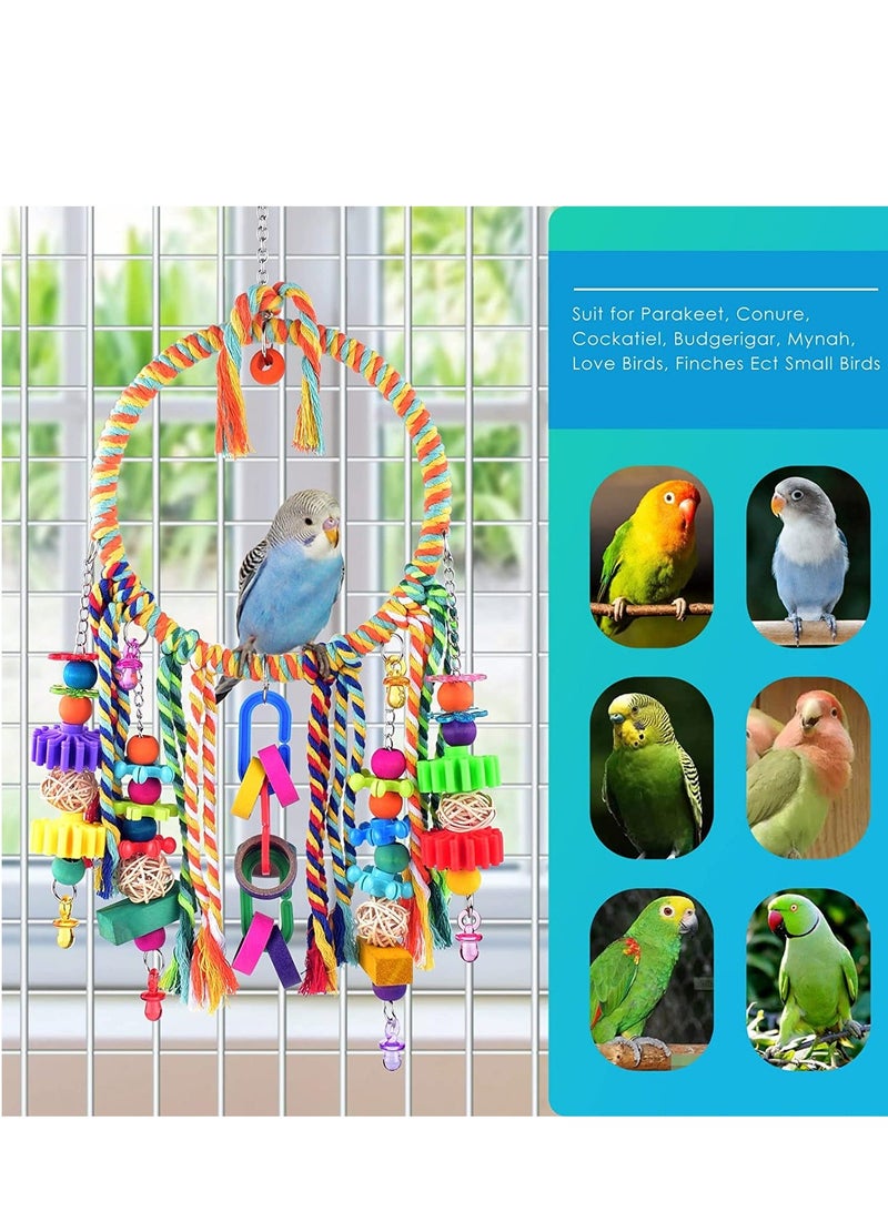 Bird Toys, Parrot Swing Toys, Bird Perch with Colorful Chewing Toys,  Bird Cage  for Budgerigar, Parakeet, Conure, Cockatiel, Mynah, Love Birds, Finches and Other Small to Medium Birds - Image 3