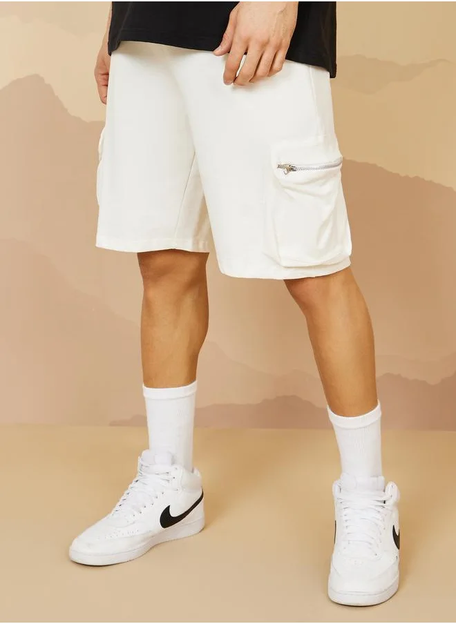 ستايلي Styli Oversized Fit Utility Cargo Shorts with Zipper