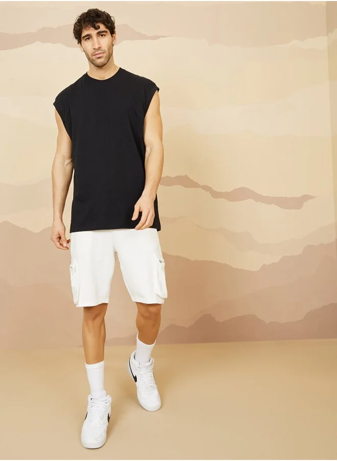 ستايلي Solid Oversized Short with Cargo Pocket Detail