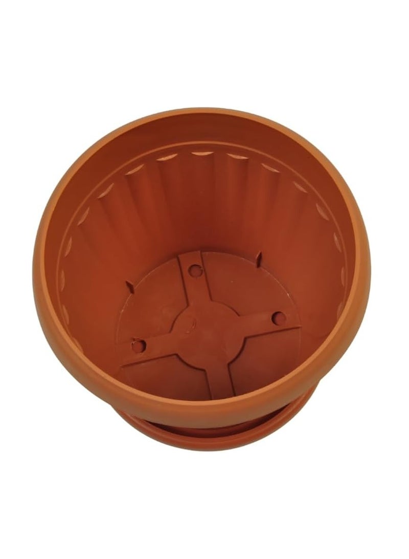 Plastic Round Pot with Tray, Model HG2822, Colour -Terracotta, Dimension: 51 CM Dia X 42 CM Height, 85 Liter, Ideal for Plants, Herbs, Flowers, Fruits, Enhance Indoor & Outdoor Spaces - Image 1