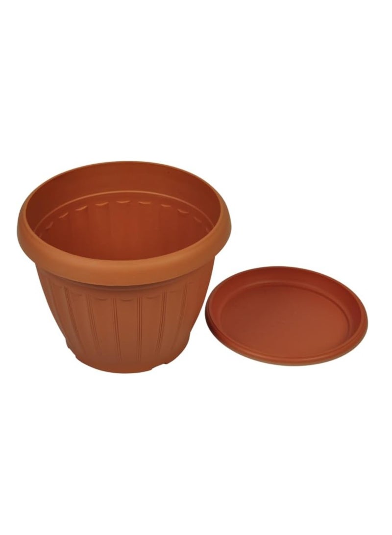 Plastic Round Pot with Tray, Model HG2822, Colour -Terracotta, Dimension: 51 CM Dia X 42 CM Height, 85 Liter, Ideal for Plants, Herbs, Flowers, Fruits, Enhance Indoor & Outdoor Spaces - Image 3