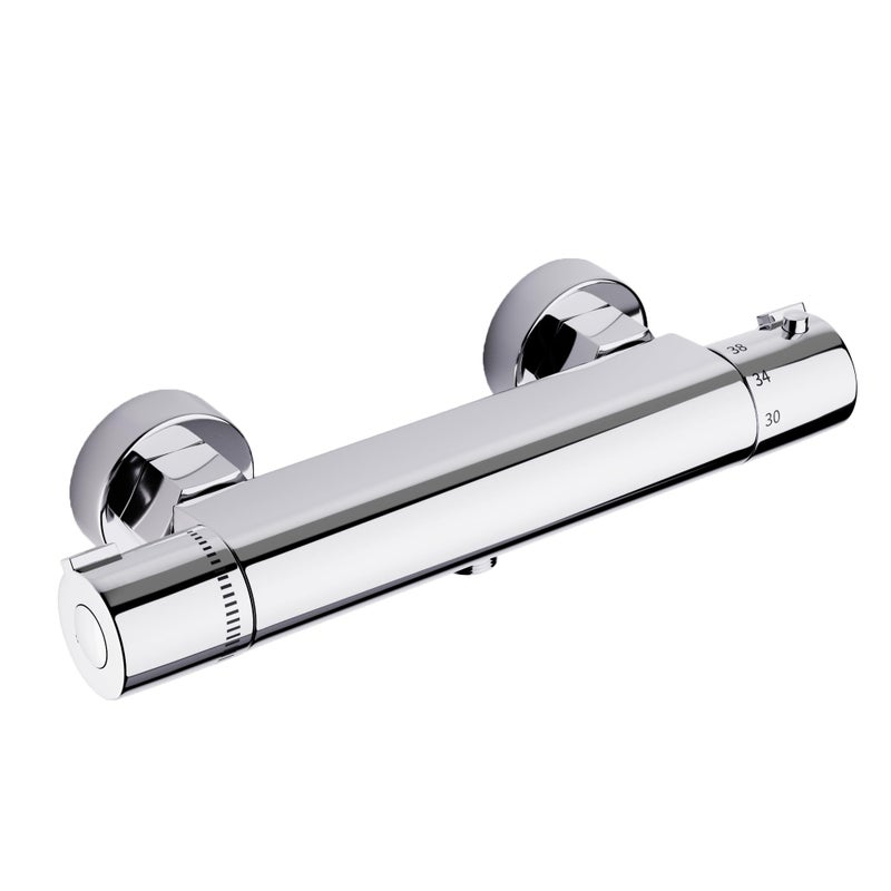 MORADO Thermostatic Shower Mixer,Thermostatic Shower Bar,Wall Mounted Shower Mixer Bar,Mixer Shower Bar with Anti-Scald Control Valve, Chrome, Brass - Image 1