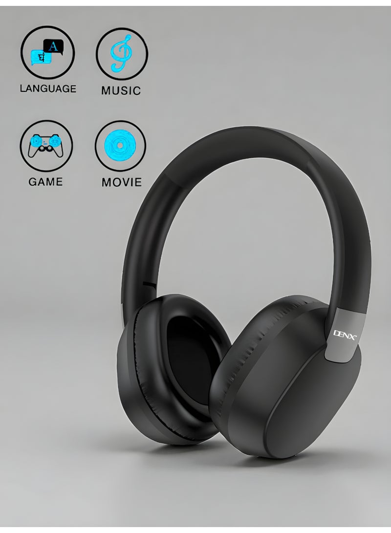 Denx Wireless Bluetooth Headphone – Explosive X-Bass, 15H Playback, 300mAh Battery, for Music, Gaming, Movies, Android & iOS Compatible, DX655  - Image 4