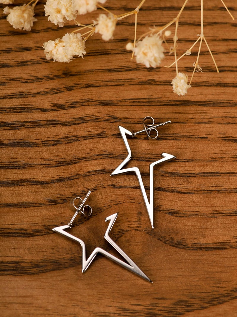 Sacina Silver-tone Spike Star Earrings Dangle, Y2k Goth Punk Grunge Emo Earrings, Star Jewelry, Christmas Jewelry Gifts For Women - Image 5