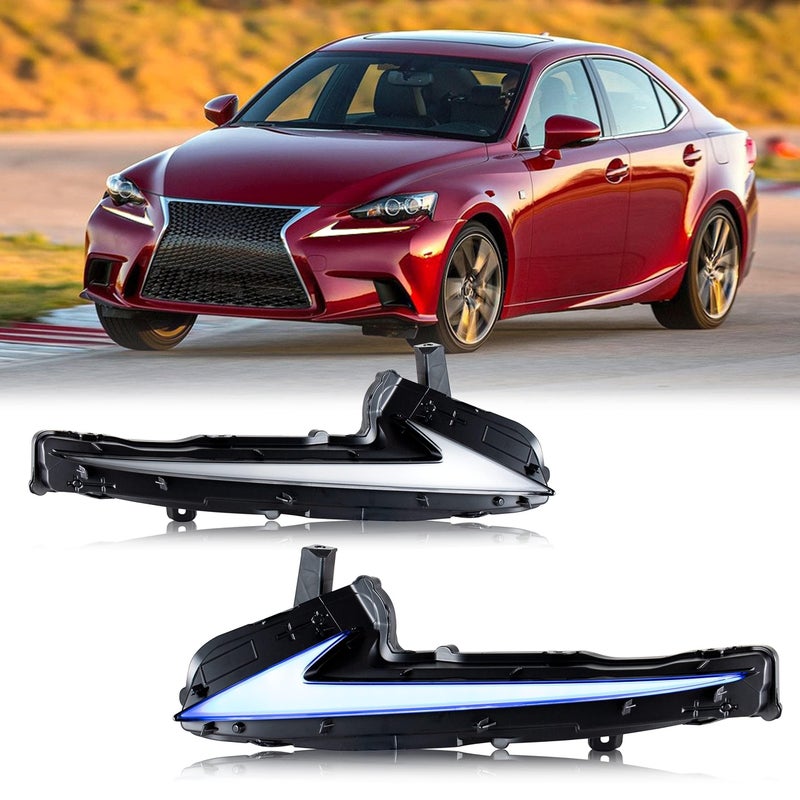 inginuity time LED DRL Daytime Running Light for Lexus IS250 IS350 IS200t IS300 ISF 2014 2015 2016 Blue Startup Animation Sequential Indicator Replacement Assembly Accessary