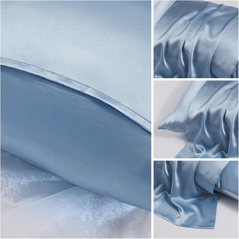 Nan Standard Size Satin Pillowcase for Hair and Skin - Silky Cooling Pillow Case with Envelope Closure (20 x 26 Inches, Sky Blue) - Image 2
