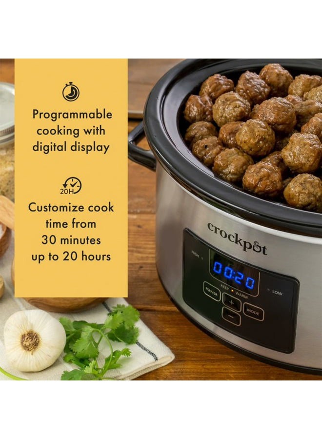 Crock-Pot 4 Quart Travel Proof Cook and Carry Programmable Slow Cooker with Locking Lid, Convenient Handles, and Digital Display, Stainless Steel - Image 3