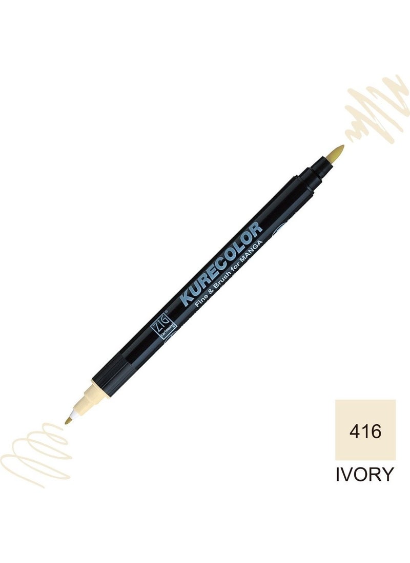 Zig Kurecolor Mangaka Fine&brush Double-Sided Pen CNKC-2200 No 416 Ivory  - Image 5