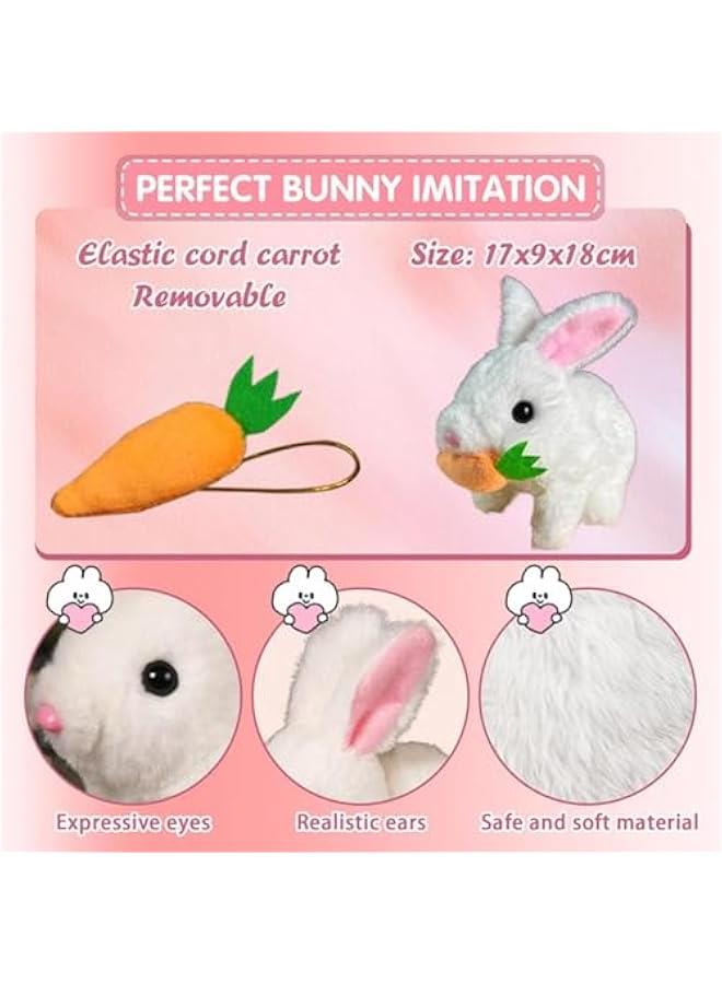 ارنب واقعي يقفز ويرتعش ويرتعش ويهز الاذنين باوراق ملونة - Image 4