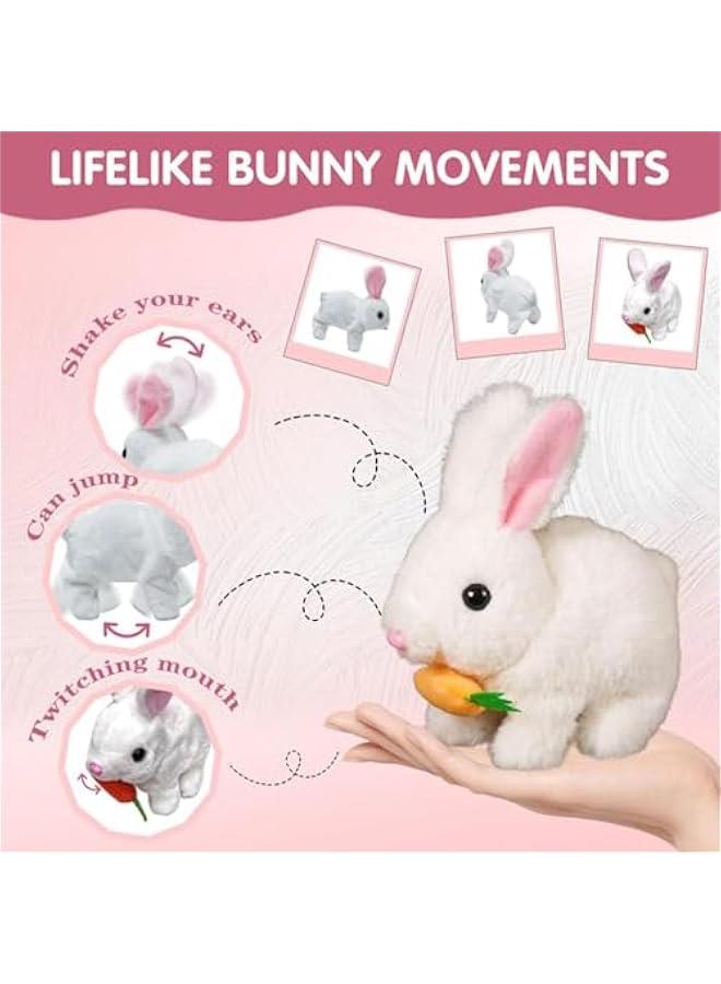ارنب واقعي يقفز ويرتعش ويرتعش ويهز الاذنين باوراق ملونة - Image 3
