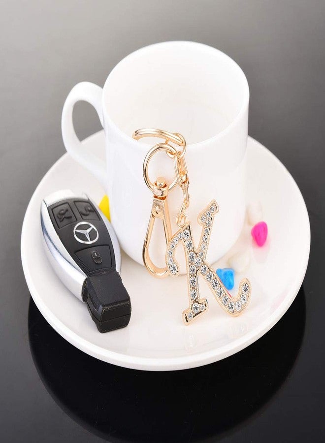 AlphaAcc Keychain for Women Purse Charms for Handbags Crystal Alphabet Initial Letter Pendant with Key Ring,Letter K - Image 4