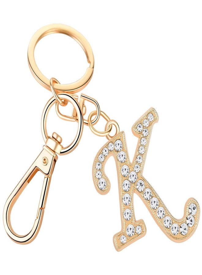 AlphaAcc Keychain for Women Purse Charms for Handbags Crystal Alphabet Initial Letter Pendant with Key Ring,Letter K - Image 1