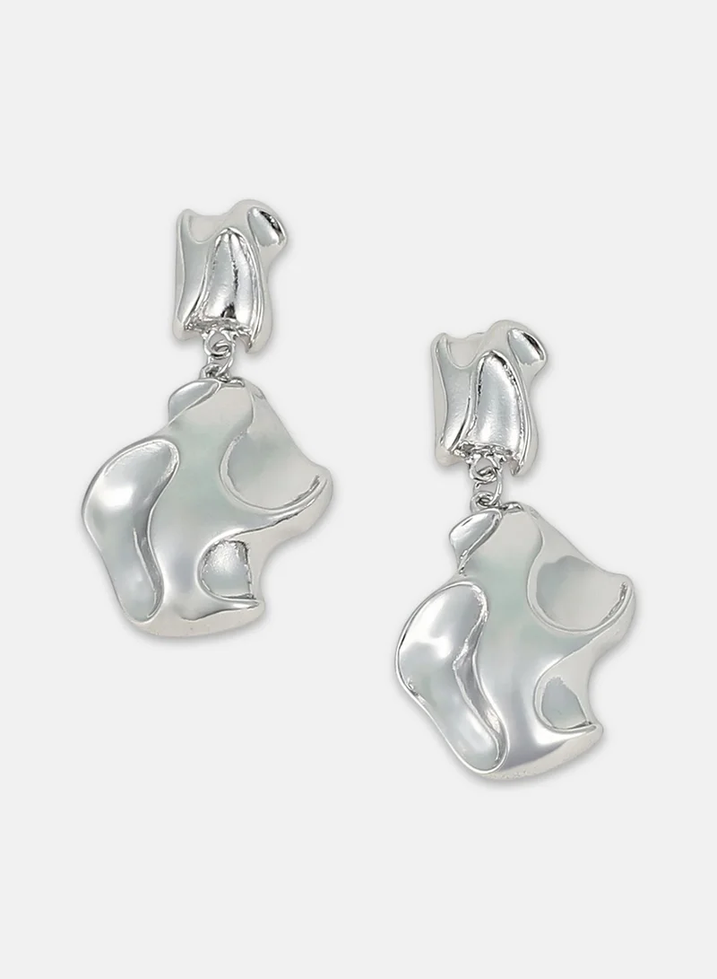 Sohi  Women The Eroded Drop Earrings | Chrome  Colour | One-Size | Metallic Alloy Material | Push Back Closure | Earrings For Casual & Evening Wear for Women | Best Price UAE