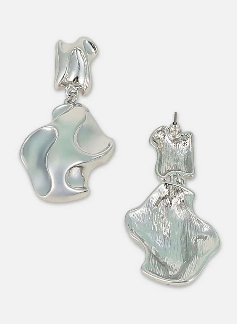 Sohi  Women The Eroded Drop Earrings | Chrome  Colour | One-Size | Metallic Alloy Material | Push Back Closure | Earrings For Casual & Evening Wear for Women | Best Price UAE