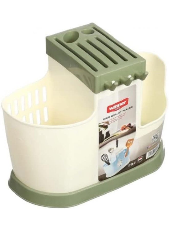WINNER Plastic Cutlery Drainer – Divided Kitchen Utensil Holder for Spoons & Knives - Image 1