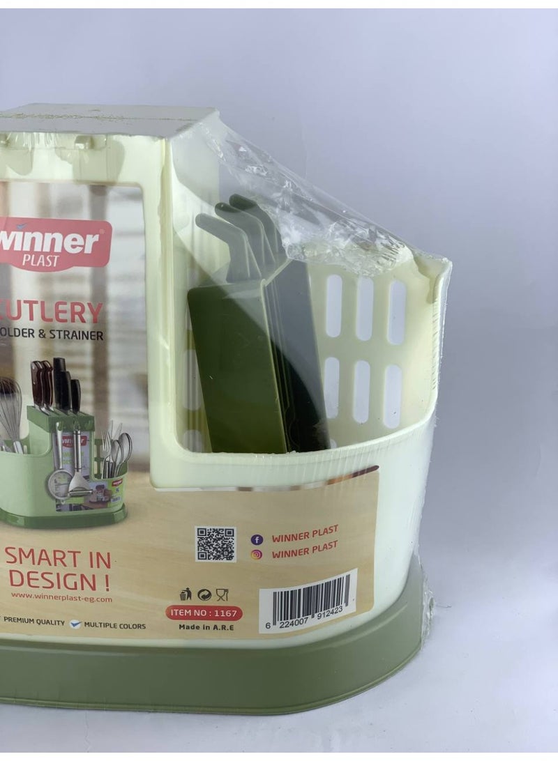 WINNER Plastic Cutlery Drainer – Divided Kitchen Utensil Holder for Spoons & Knives - Image 4