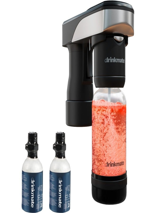 DrinkMate Portable Soda Maker, Black, 0.5L, w/two 3oz Cylinders - Image 1