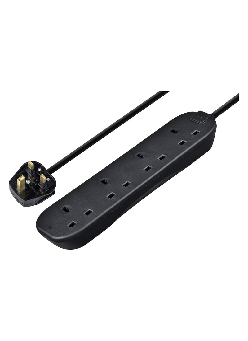 MASTERPLUG - Masterplug Four Socket Extension Lead, 2 metre, 13 AMP, Black Brand: Masterplug - Image 1