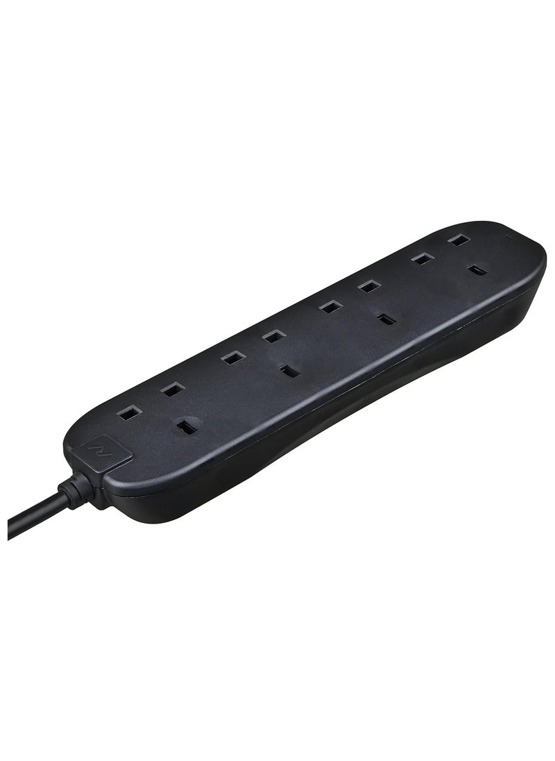 MASTERPLUG - Masterplug Four Socket Extension Lead, 2 metre, 13 AMP, Black Brand: Masterplug - Image 1