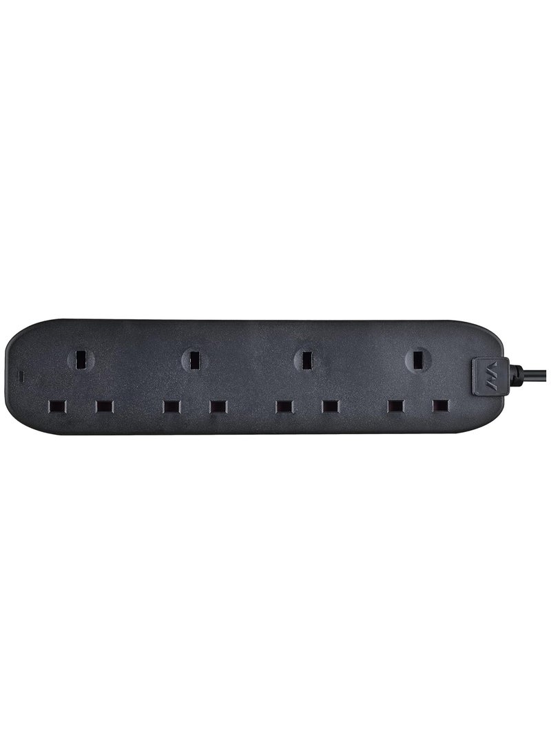 MASTERPLUG - Masterplug Four Socket Extension Lead, 2 metre, 13 AMP, Black Brand: Masterplug - Image 1