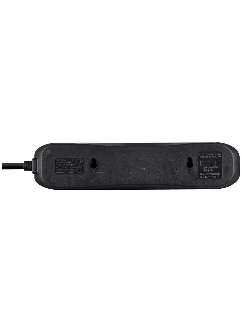 MASTERPLUG - Masterplug Four Socket Extension Lead, 2 metre, 13 AMP, Black Brand: Masterplug - Image 1