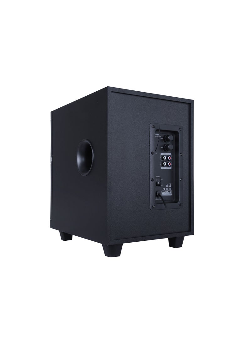 F&D - F&D T200X 140 W 2.1 Channel Soundbar Tower Speaker Bluetooth Multimedia TV Speaker with Multicolored LED Themes , Remote Control , Digital FM , USB - Image 1
