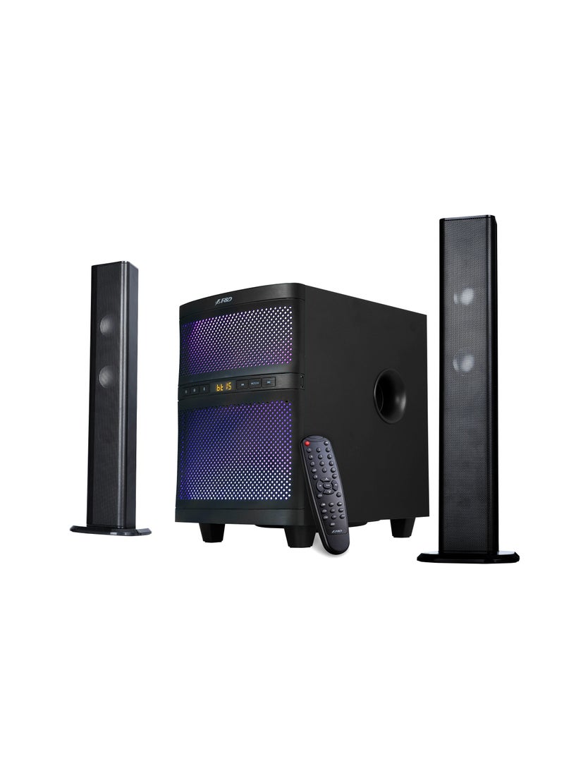 F&D - F&D T200X 140 W 2.1 Channel Soundbar Tower Speaker Bluetooth Multimedia TV Speaker with Multicolored LED Themes , Remote Control , Digital FM , USB - Image 1