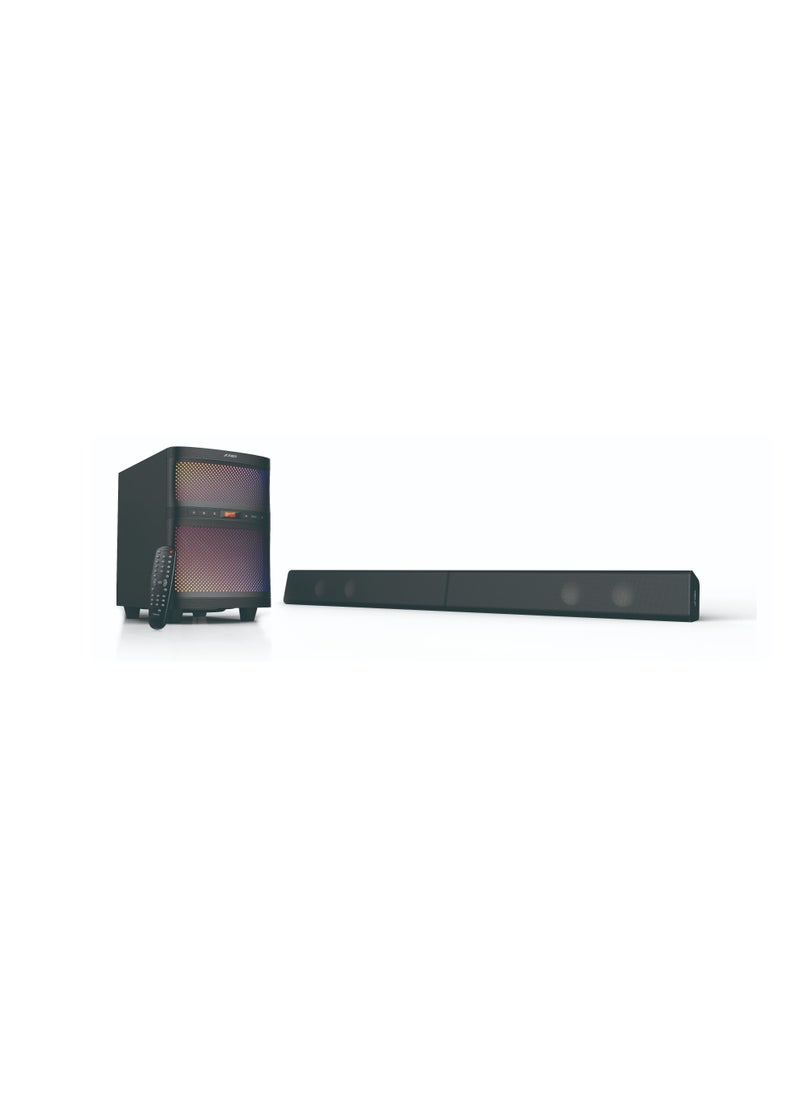 F&D - F&D T200X 140 W 2.1 Channel Soundbar Tower Speaker Bluetooth Multimedia TV Speaker with Multicolored LED Themes , Remote Control , Digital FM , USB - Image 1