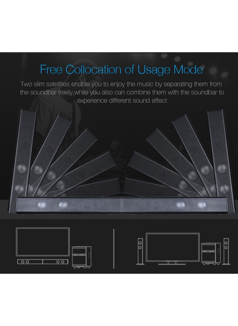 F&D - F&D T200X 140 W 2.1 Channel Soundbar Tower Speaker Bluetooth Multimedia TV Speaker with Multicolored LED Themes , Remote Control , Digital FM , USB - Image 1