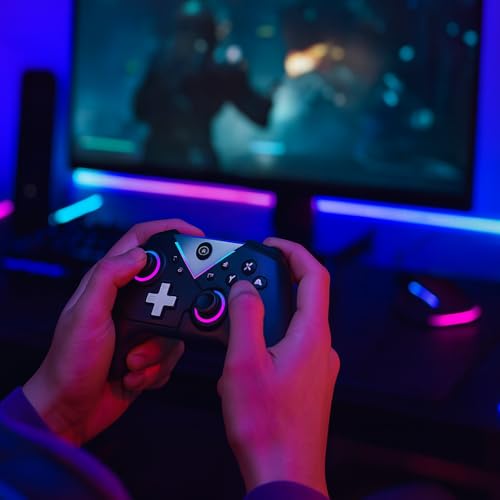 Offbeat Bluetooth 5.2 wireless RGB gaming Controller for PC, IOS/ Android | Dual-mode BT 5.2 + Wired gamepad | Hall effect magnetic triggers & joystick | Macro programmable button and turbo mode | Rechargeable Type C - Image 5