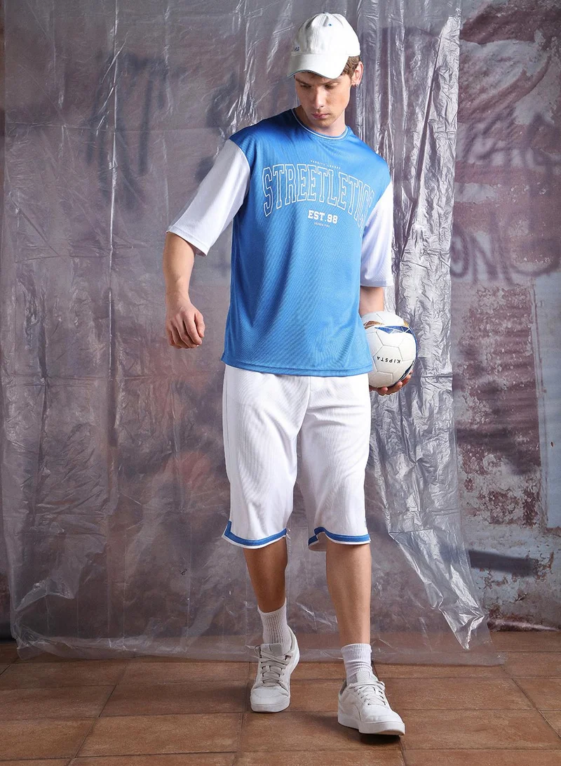 هوبرهولمي Men Streetletics Typography Printed Round Neck Relaxed Fit Mesh T-shirt
