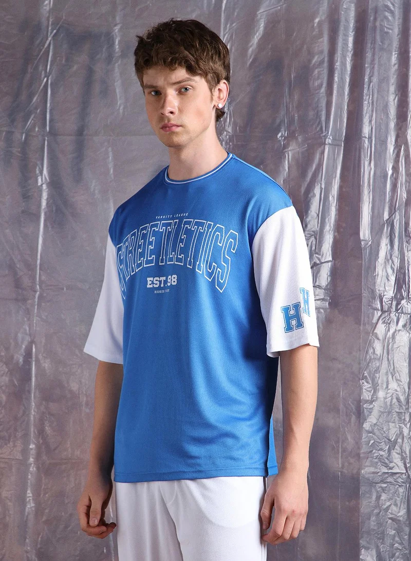 Hubberholme Men Streetletics Typography Printed Round Neck Relaxed Fit Mesh T-shirt