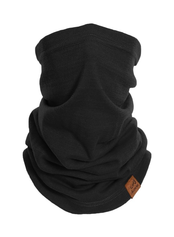 ACUSHLA 100% Merino Wool Neck Gaiter for Men & Women Ski Face Mask Winter Scarf Neck Warmer All Weather, Midweight Black - Image 1