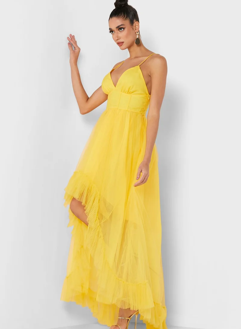 True Decadence High Low Ruffle Detail Strappy Dress for Women | Best Price Oman True Decadence High Low Ruffle Detail Strappy Dress for Women | Best Price Oman