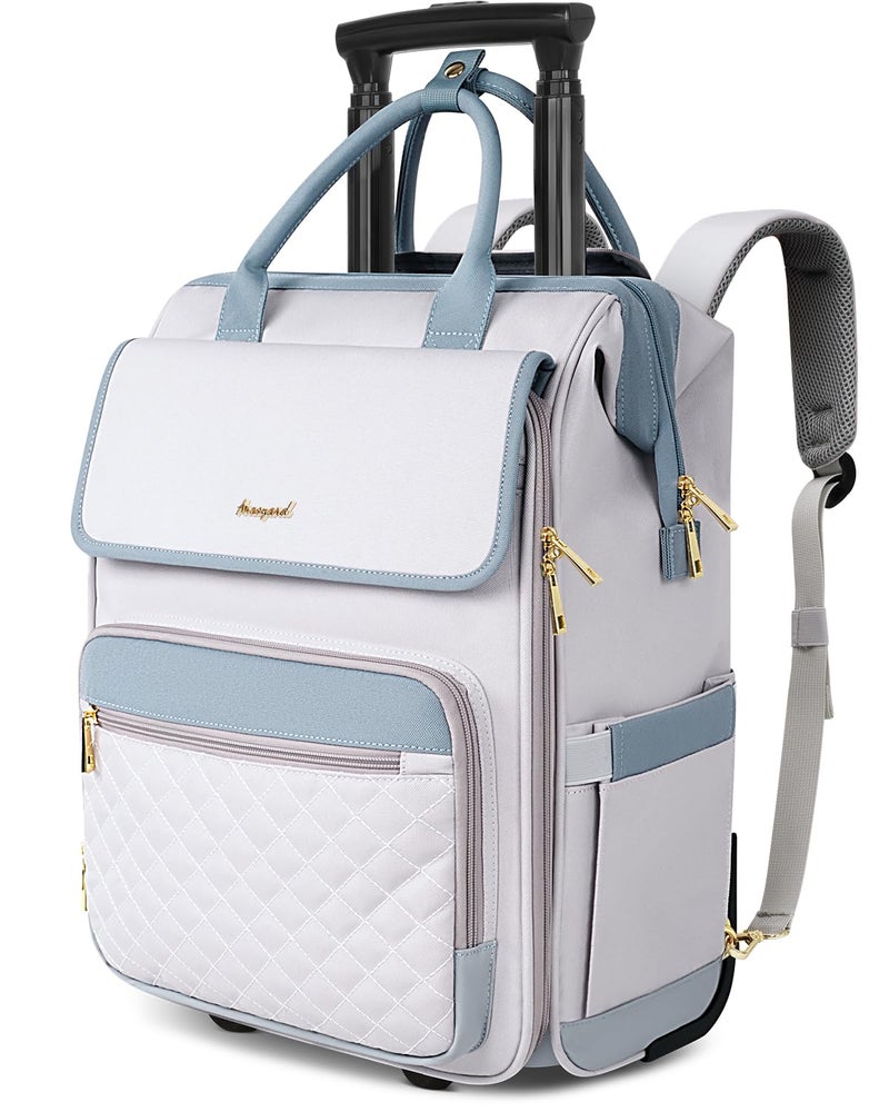 Arcoyard Rolling Backpack for Women, Travel Rolling Laptop Backpack with Wheels, Vertical & Horizontal Storage 2 In 1, Flip-Top Design, Water-Resistant Overnight College Underseat Carry on Luggage, Grey - Image 1