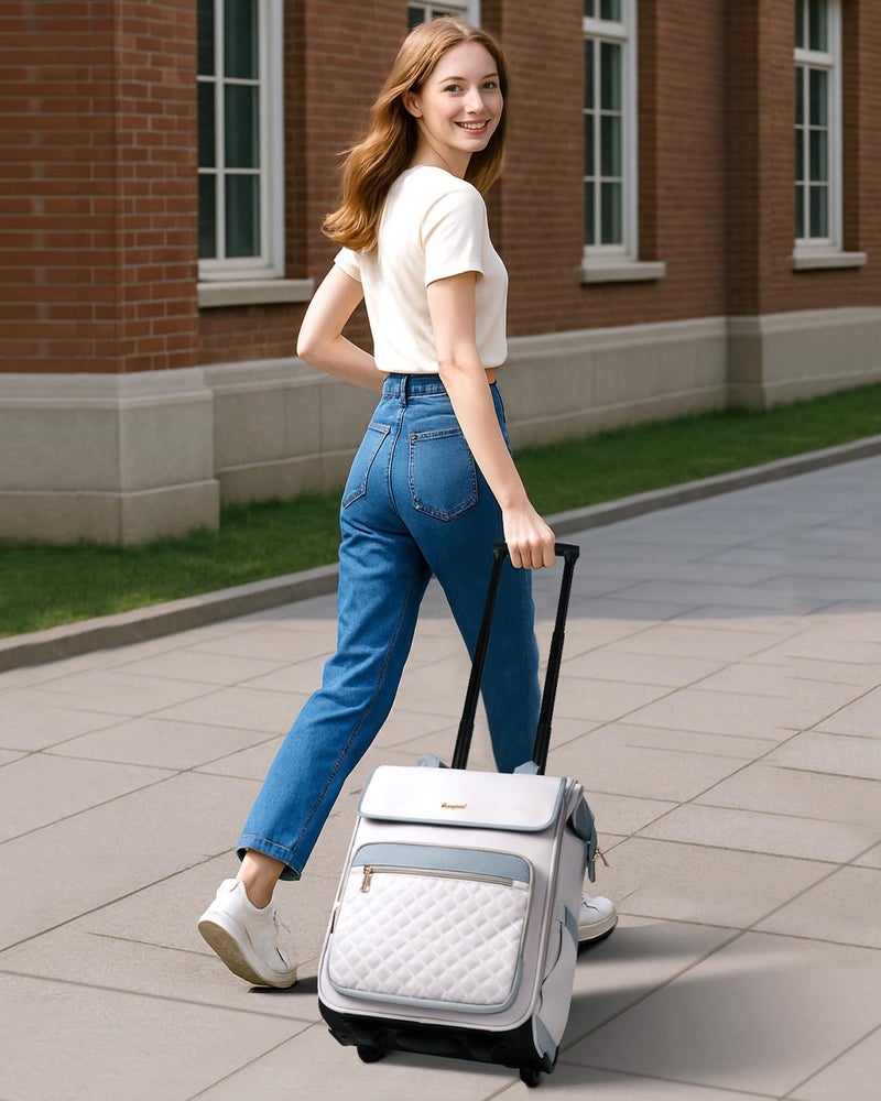 Arcoyard Rolling Backpack for Women, Travel Rolling Laptop Backpack with Wheels, Vertical & Horizontal Storage 2 In 1, Flip-Top Design, Water-Resistant Overnight College Underseat Carry on Luggage, Grey - Image 2