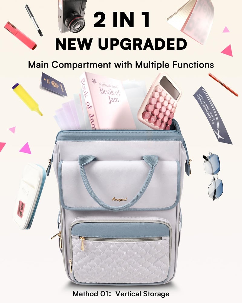 Arcoyard Rolling Backpack for Women, Travel Rolling Laptop Backpack with Wheels, Vertical & Horizontal Storage 2 In 1, Flip-Top Design, Water-Resistant Overnight College Underseat Carry on Luggage, Grey - Image 4