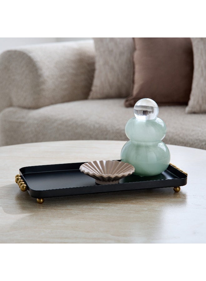 Home Box Certosa Metal Tray with Beads -  34x16x3 cm - Image 1