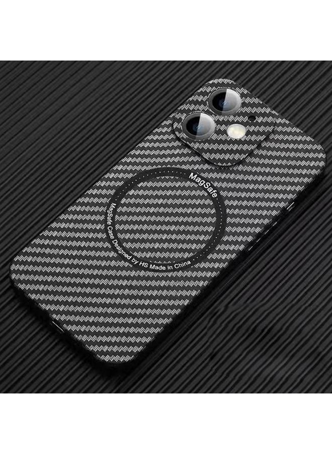 زبون جراب هاتف iPhone 11 MagSafe المغناطيسي المصنوع من ألياف الكربون مع فيلم عدسة - Image 1