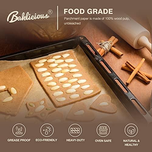 BAKLICIOUS 220 Pcs Unbleached Parchment Paper Baking Sheets, Baklicious Pre-cut Heavy Duty Parchment Baking Paper for Air Fryer, Oven, Bakeware, Steaming, Cooking Bread, CupCake, Cookies - Image 4