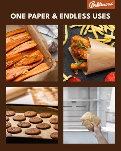 BAKLICIOUS 220 Pcs Unbleached Parchment Paper Baking Sheets, Baklicious Pre-cut Heavy Duty Parchment Baking Paper for Air Fryer, Oven, Bakeware, Steaming, Cooking Bread, CupCake, Cookies - Image 5