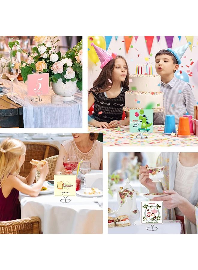 10 Pcs Heart Metal Place Card Holder Stand, Sturdy  Durable Place Card Holder, Mini Table Card Holder Table Picture Stands for Menu Memo Clip (Silver) - Image 5