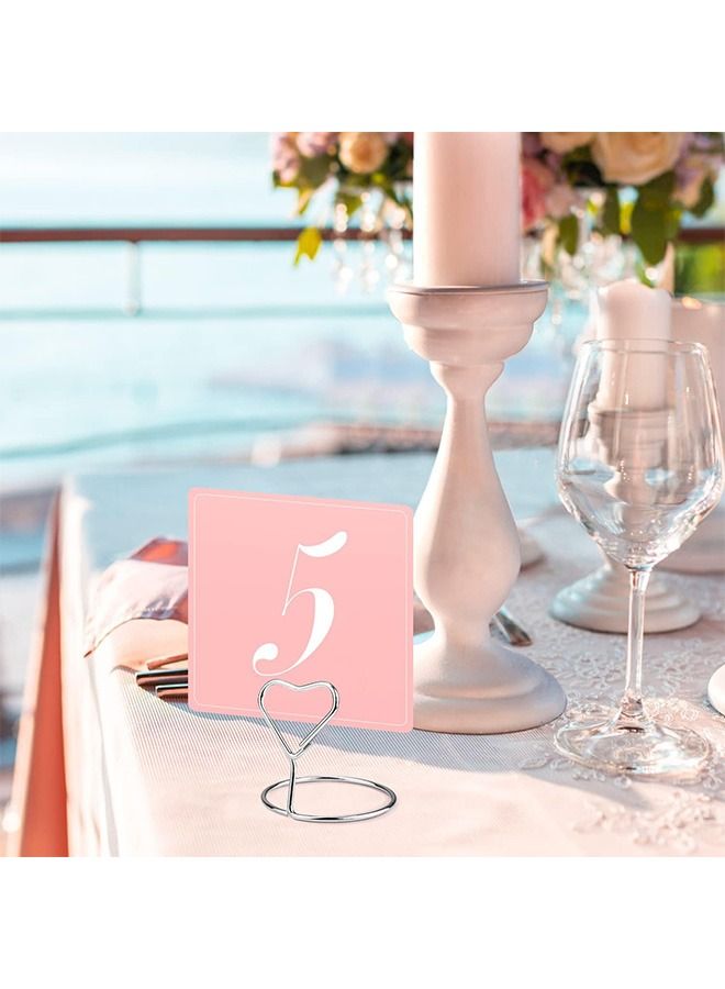 10 Pcs Heart Metal Place Card Holder Stand, Sturdy  Durable Place Card Holder, Mini Table Card Holder Table Picture Stands for Menu Memo Clip (Silver) - Image 3