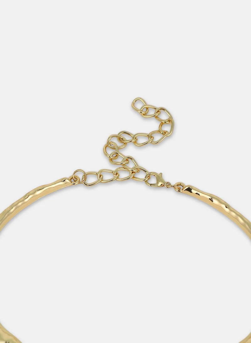 SOHI SOHI Women The Hammered-Horn Collar Necklace | California  Colour | One-Size | Metallic Alloy Material | Lobster Clasp Closure | Necklace For Casual & Evening Wear